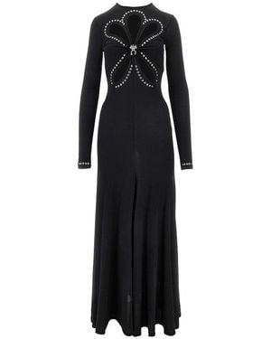 Rabanne Long Dress With Cut-Out Details And Eyelets - Black