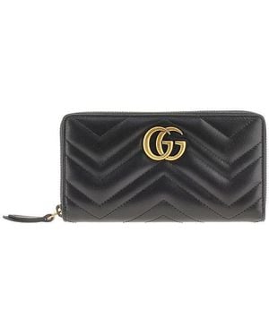 Gucci 'Gg Marmont' Zip-Around Wallet - Black