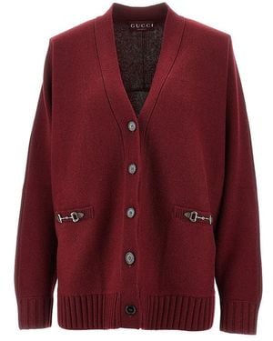 Gucci Cardigan Oversize Con Dettagli Morsetto Donna - Rosso