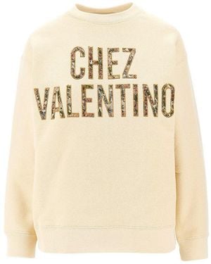 Valentino Chez Embroidery Crewneck Sweatshirt - Natural