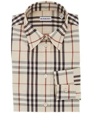 Burberry Check Cotton Shirt - Natural