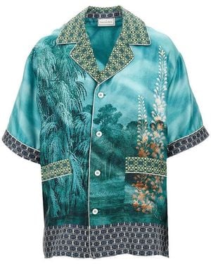 Pierre Louis Mascia Printed Silk Pyjama Shirt - Blue