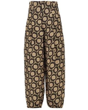 Emporio Armani Printed Viscose Trousers With Darts - Green