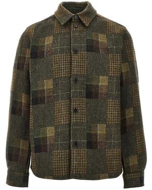 Les Deux 'Kody' Patchwork Wool Overshirt - Green