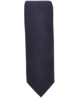 Emporio Armani Silk Necktie With Jacquard Motif - Blue