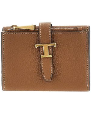 Tod's Grained Leather Tri-Fold Wallet - Brown