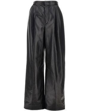Bottega Veneta Nappa Leather Trousers With Darts - Black