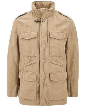 Fay Cotton And Linen Canvas Field Jacket - Natural