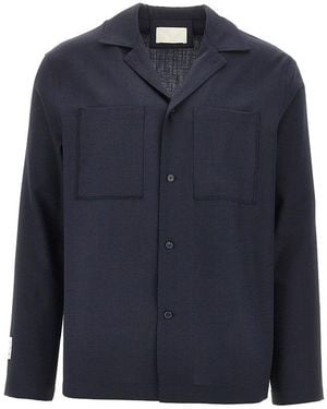 C.9.3 Wool-Blend Shirt With Bowling Collar - Blue