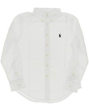 Ralph Lauren Cotton Shirt With Logo Embroidery Kids - White