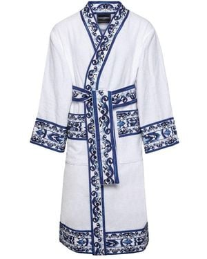 Dolce & Gabbana Printed Edges Bathrobe - Blue