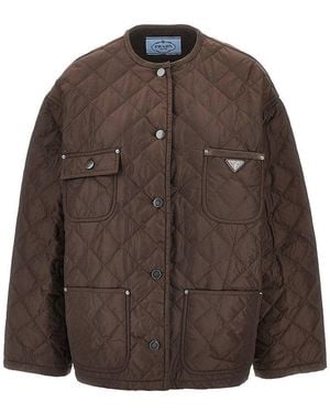 Prada Quilted Re-Nylon Jacket - Brown