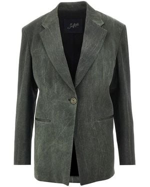 The Seafarer 'Astro' Light Satin Single-Breasted Jacket - Grey