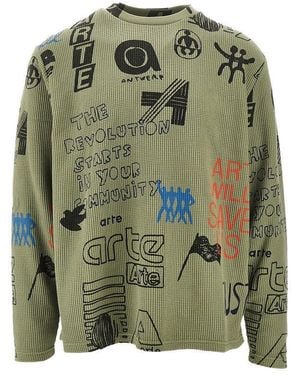 Arte' Cotton Sweater With Graphic Print - Green