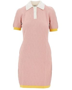 Fendi Jacquard Ff Knit Mini Dress - Pink