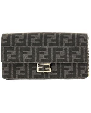Fendi Jacquard Ff Fabric 'Baguette' Clutch - Gray
