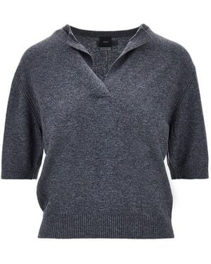 Pinko Cashmere And Wool Knitted Top - Blue