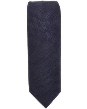 Emporio Armani Silk Necktie With Jacquard Motif - Blue