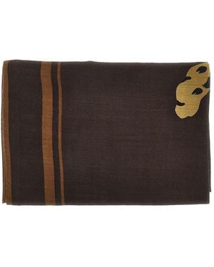 Saint Laurent Wool Scarf With Jacquard Details - Brown