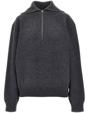 Rohe Wool And Cashmere Half-Zip Sweater - Blue