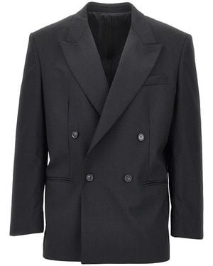 MARSĒM Wool-Blend Double-Breasted Jacket - Black