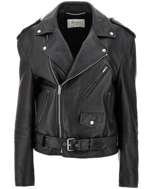 Saint Laurent Nappa Leather Biker Jacket - Black