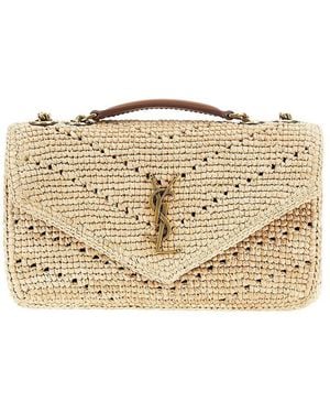 Saint Laurent Raffia Small 'Loulou' Bag - Metallic
