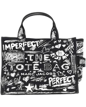 Marc Jacobs The Punk Scribble Medium Canvas Tote Bag - Black