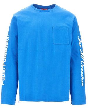 Public Possession 'Mobile D J' Cotton T-Shirt - Blue