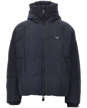 Emporio Armani Crinkle Nylon Down Jacket - Blue