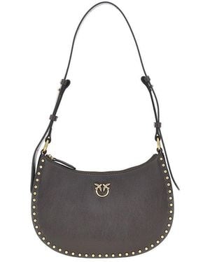 Pinko Leather 'Mini Half Moon' Shoulder Bag - Grey