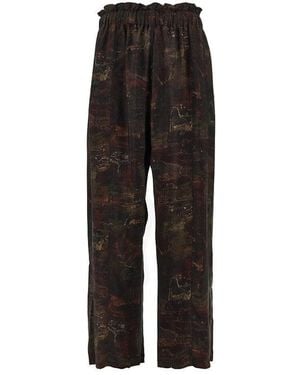 Emporio Armani Printed Cupro Twill Trousers - Black
