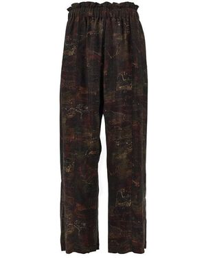 Emporio Armani Printed Cupro Twill Trousers - Black