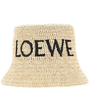 Loewe Raffia Bucket Hat With Logo - Metallic