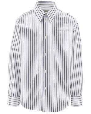 Ami Paris Striped Poplin Loose Fit Shirt - Blue