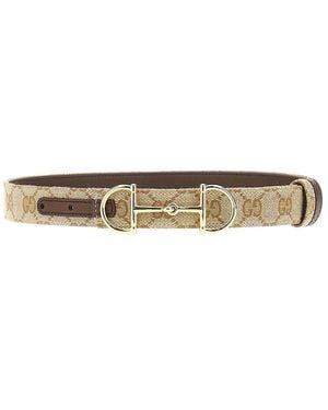 Gucci Reversible Belt With Horsebit Buckle - Natural