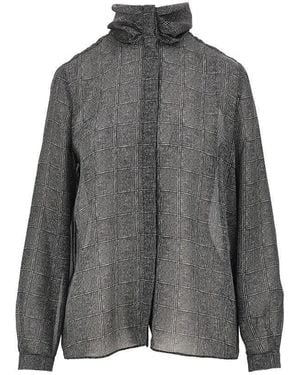 Emporio Armani Check Print Satin Shirt - Grey