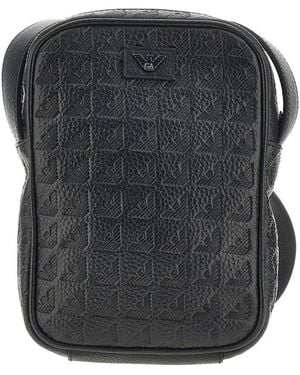 Emporio Armani Grained Leather Crossbody Bag - Grey