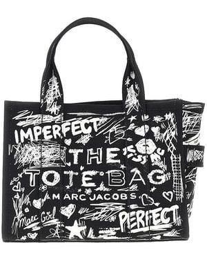Marc Jacobs The Punk Scribble Small Canvas Tote Bag - Black