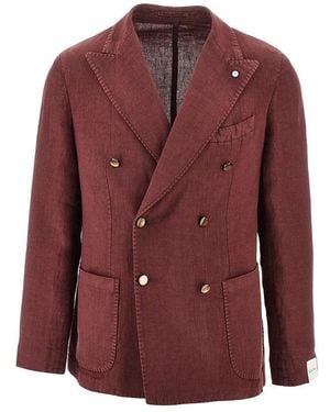 L.B.M. 1911 L. B.M. 1911 Linen Double-Breasted Jacket - Purple