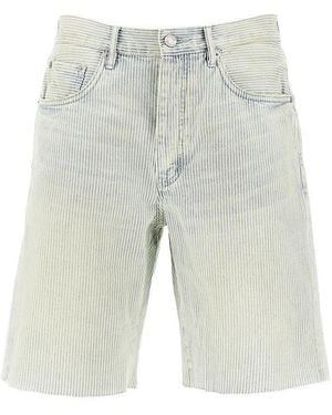 Purple Brand 'P059' Striped Denim Shorts - Grey