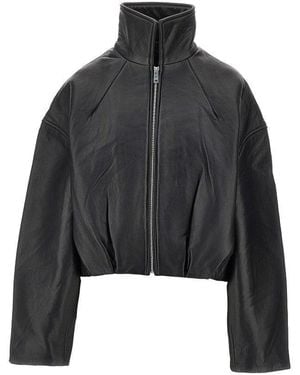 ROTATE BIRGER CHRISTENSEN Leather Boxy Jacket - Black