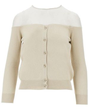 MM6 by Maison Margiela Knitted Cardigan With Mesh Inserts - White