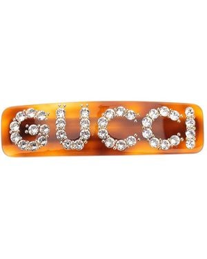 Gucci Crystal-Embellished Hair Clip - Orange