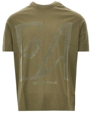 Emporio Armani Lyocell And Cotton Blend T-Shirt With Logo - Green