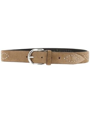 GIANNIFRANCO BELTS Suede Leather Belt With Studs - Natural