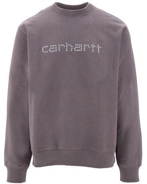 Carhartt Felpa Girocollo Con Stampa 'Rivet Script' Uomo - Viola