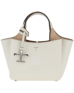 Tod's Grained Leather Mini Shopping Bag - Metallic