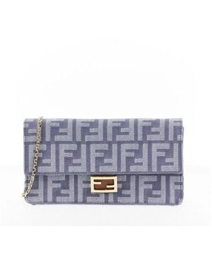 Fendi Jacquard Ff Fabric 'Baguette' Clutch - Blue