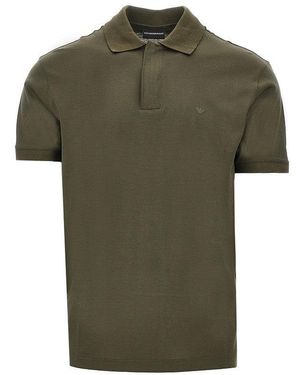 Emporio Armani Travel Essential Lyocell And Cotton Polo - Green